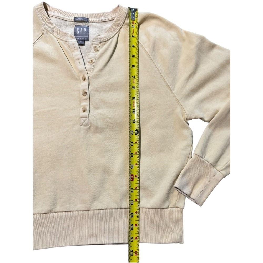 Gap Vintage Soft Henley Sweatshirt Butter Cream Button Placket Raglan XS - Picture 7 of 7